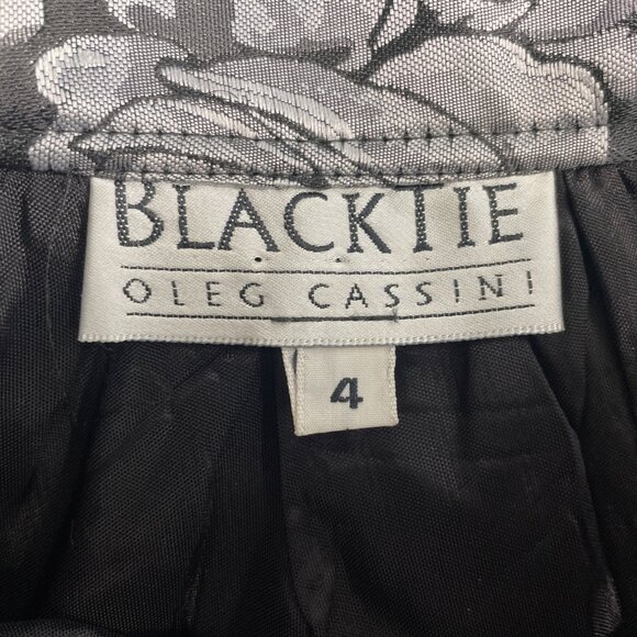 Vtg 80s 90s Black Tie Women's Metalic Brocade Flower Pattern Maxi Skirt Sz 4 - Picture 6 of 8